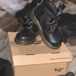 Gently Used Black Ribbon Dr.Martens Combat Boot